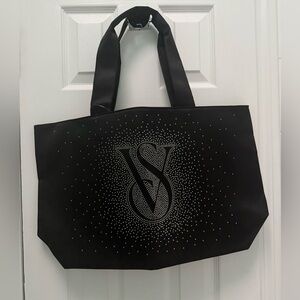 Victoria's Secret Shiny Rhinestone Shine Large Tote Bag Black Bling， NTW